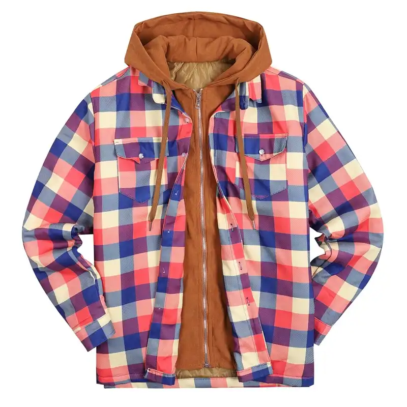 Mens Winter Plaid Thick Casual Jacket