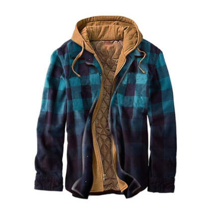 Jaqueta Casual Masculina De Xadrez De Inverno Grosso
