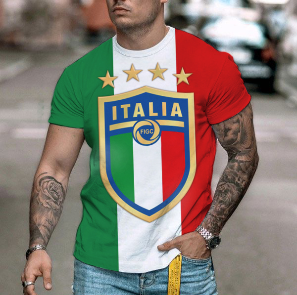 Mens Italian Football Team Print Fashion Casual T-shirt