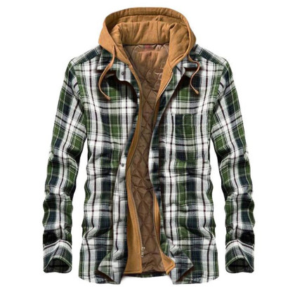 Jaqueta Casual Masculina De Xadrez De Inverno Grosso